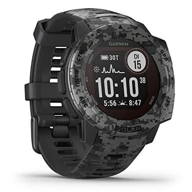 Garmin Instinct Solar - wasserdichte GPS-Smartwatch mit Solar-Ladefunktion für bis zu 54 Tage Akku. Mit Sport- und Fitness-Funktionen, Pulsmessung am Handgelenk und Smartphone Benachrichtigungen