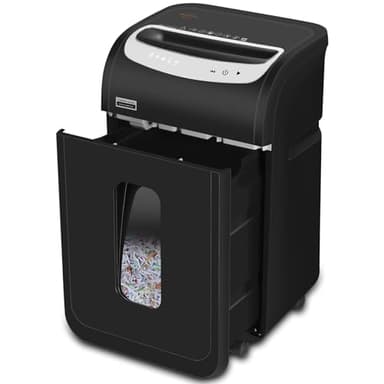 VidaTeco Aktenvernichter für Büro und Homeoffice, 25 Blatt P4 Reisswolf mit 40 Minuten,Kreuzschnitt Papierschredder, TÜV+GS Zertifiziert, Leiser Schredder mit 30L & 4 Räde Schwar