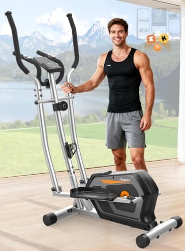 Crosstrainer für Zuhause,3-in-1-Crosstrainer mit 16 stufiger Widerstand,LCD Monitor, Wasserflaschen-und Gerätehalter, 6KG Schwungrad,Belastbar Bis 287LBS,Aerobic-Ellipsentrainer
