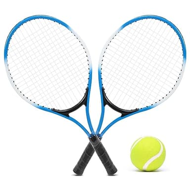 Cocoarm 1 Paar Tennisschläger Set für Kinder mit Tennisball und Tragetasche, 2 x Schläger, Beachtennis Set Geschenkset Outdoor Indoor Sport, Übungsschläger für Anfänger und Freizeitspieler(Blau)
