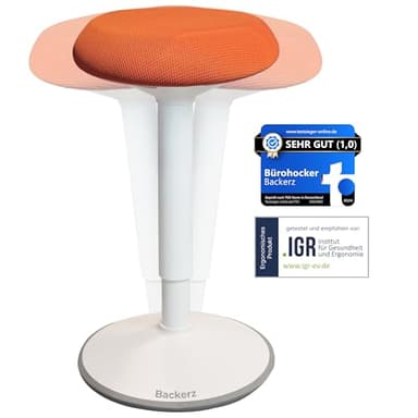 Backerz Ergonomischer Hocker - Bürohocker Testsieger mit 40-60 cm Stehhocker Höhenverstellbar mit Schwingeffekt - Büro Stehstuhl - Rutschfester Sitzhocker Ergonomisch - Wackelhocker Büro - Orange