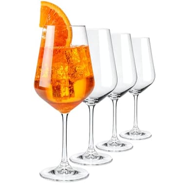 WUITOKI® Aperol Spritz Gläser, 4 Stück, 50cl, Glas, spülmaschinenfest, stoßfest, kristallklar, Aperitifgläser, Cocktail