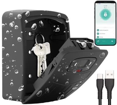 Xcase Tresor: Smarter Schlüssel-Safe mit Fingerabdruck-Erkennung, bis 10 Nutzer, App (Schlüsselkasten mit Fingerabdruck, Schlüsseltresor mit, Möbel)