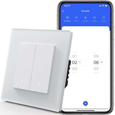 MVAVA Alexa Lichtschalter, Wlan Smart Lichtschalter Unterputz Kompatibel mit Alexa/Google Home, Funktioniert mit Tuya/Smart Life App, Neutrale Leitung Benötigt 2 Fach 1 Weg