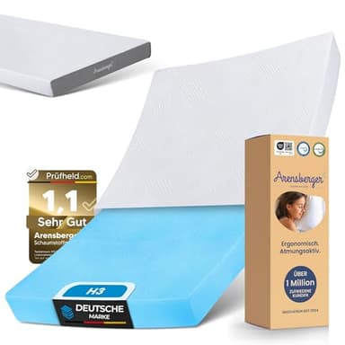Arensberger Matratze LINA 140x200cm Höhe 11cm | NANOCELL® Gel-Schaum | Mittelfest H3 | Premium-Bezug 240g/m² | 60°C waschbar | Kaltschaum-Matratze 140x200 | Note 1,1 | Öko-Tex Zertifiziert