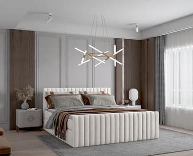 Imebel Boxspringbett 180x200 cm, Bett mit Matratze H3 und Stauraum, Polsterbett mit Bettkasten, Boxbett 180x200 Komplett, Doppelbett mit Bonell-Matratze, Bett für Schlafzimmer VIVO