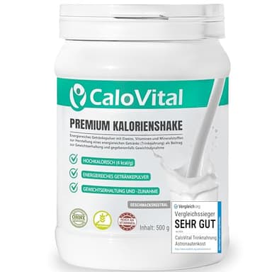 Trinknahrung hochkalorisch für Gewichtszunahme | Kohlenhydrate & Eiweiß als Kalorien Shake | Hochdosiert mit vielen Vitaminen | CaloVital - Premium Qualität aus Deutschland (Geschmacksneutral 500g)