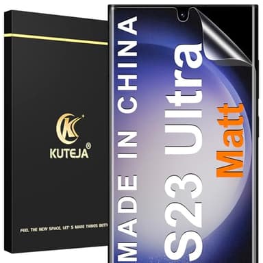 Kuteja Matt Schutzfolie für Samsung Galaxy S23 Ultra [3 Stück], Fingerabdruck-ID Unterstützen Full Screen Matte Schutzfolie, Anti-Fingerabdruck, Blendschutz Weich TPU Folie