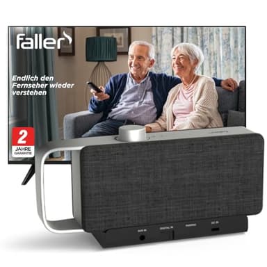 faller Oskar - TV Lautsprecher für Senioren; Sprachverstärker für Fernseher; Hörverstärker für Senioren; Kabellos Tragbare Soundbar; Einfache Bedienung; Fernseher Besser Hören