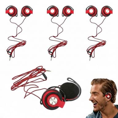 DOITOOL Kopfhörer Mit Kabel, 3 Stück Kabelgebundene Ohrhörer Ohrbügel Kopfhörer Kabelgebundenes Headset Clip on Ear Klinke Stereo Noise Cancelling Schlafkopfhörer