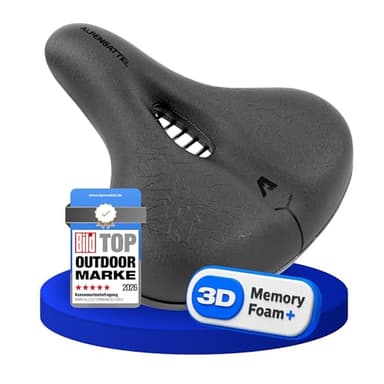 ALPENSATTEL® Ergonomischer Fahrradsattel Komfort+ [3D Memory Foam] - Fahrrad Sattel für Damen & Herren - Atmungsaktives Material für ideale Druckverteilung - Universelle Sattelhaltung für jedes Rad
