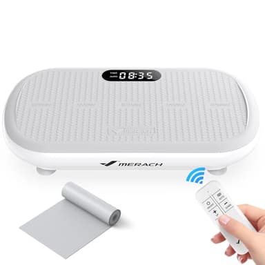 MERACH Leistungsstarke Vibrationsplatte für Workout und Shaping, 13 mm große Amplitude, 200 kg Gewichtskapazität, Silikonpedal, Integrierter Bluetooth-Lautsprecher (Grau)