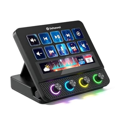 Sehawei Stream Controller Deck,Upgraded Audiomixer, Live-Produktion und Studio-Controller für Content Creators, Gaming, mit anpassbarer Touch-Leiste, Drehreglern und LCD-Tasten,für Mac und PC