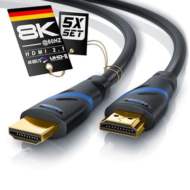 CSL - 2m 5er-Pack 8k HDMI Kabel 2.1 - zertifiziertes Kabel 4k@120Hz 8k@60Hz, UHD II Ultra High Speed Ethernet 48Gbps HDMI 2.1 16k / 2.0 4k, HDR 10+ eARC 3D VRR HDCP 2.2&2.3 Gaming TV PS5 Xbox