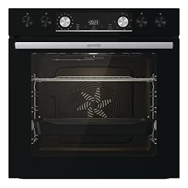 Gorenje OptiBake Black Set 5 Herd-Set mit Induktionskochfeld, 77L, Made in Europe, AquaClean, ExtraSteam, AirFry, PizzaMode 300°C, PerfectGrill, Teleskopauszüge, schwarz