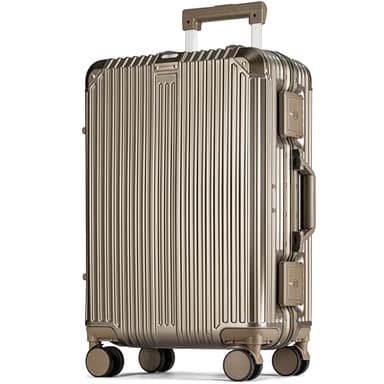 POSH Mittelgroß Koffer L - Aluminium Rahmen Hartschale Polycarbonat Trolley mit 2 TSA-Schlössern - Ohne Reißverschluss - Robuster Business 70L Reisekoffer 70x45x28 cm - Inklusive Kofferschutzhülle