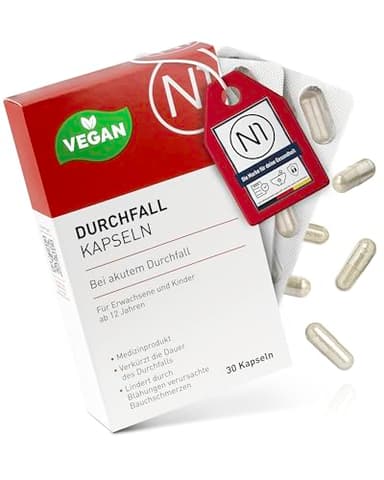 N1 Durchfall Kapseln 30 St. - Medizinprodukt bei akutem - Verkürzt die Durchfalldauer, lindert Bauchschmerzen & die Behandlung