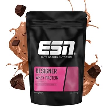 ESN Designer Whey Protein Pulver, Chocolate, 1 kg, bis zu 23 g Protein pro Portion, ideal zum Muskelaufbau und -erhalt - made in Germany