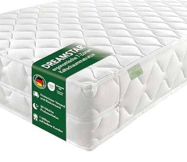 DREAMSTAR Ergo Flex XXL Duo 7-Zonen Matratze 120x200 cm | H2&H3 | Ergonomische Kaltschaummatratze | Hypoallergen & Antibakteriell | Bezug abnehmbar & waschbar | Öko-TEX® | (22cm, 120 x 200 cm)