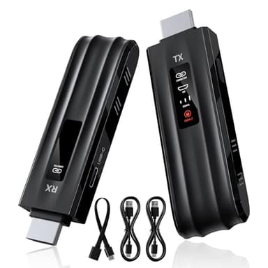 Transmitter and Receiver Wireless HDMI Adapter, HD 1080P Ohne Kabel HDMI Dongle mit LED, 50M Funkübertragung, 2,4G/5G Sender Empfänger für Streaming Video Audio von Laptop/PC zu Monitor/TV/Projektor