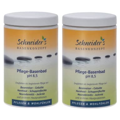 Schneider's Pflege-Basenbad 2800g (2 x 1400g) | Handmade in Germany | Von Heilpraktikern entwickelt | Basisches Badesalz zur Entsäuerung für samtweiche Haut | Unterstützt die Entgiftung mit pH 8,5