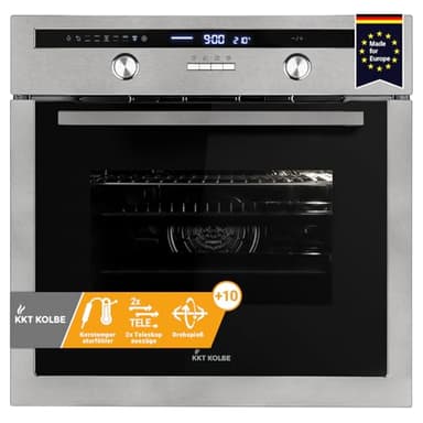 KKT KOLBE Einbaubackofen 60 cm | 70L | 3kW | Drehspieß | Kerntemperaturfühler | Katalyse | Grill | Heißluft | Teleskopauszüge | Automatik-Timer | EB8013ED