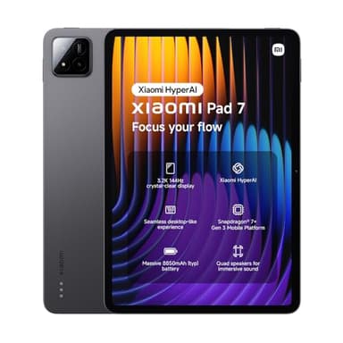 XIAOMI Pad 7 Tablet, 11.2 Zoll, 8+128GB, Grau, 3.2K 144Hz Display, Snapdragon 7+ Gen 3, 8850mAh Akku, 45W TurboCharge, HyperAI, Quad-Lautsprecher, Nahtloses Desktop-ähnliches Erlebnis