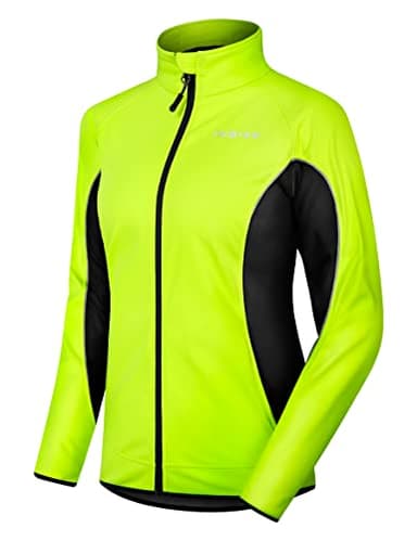 INBIKE Fahrradjacke Damen Winter Radjacke Laufjacke Thermo Winddicht Atmungsaktiv Reflective Wasserabweisend Grün,XL