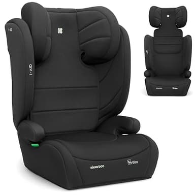 KikkaBoo Kindersitz 15-36 kg ohne ISOFIX i-AID, Kindersitz ab 3 Jahre, Gruppe 2-3 (100–150 cm), Von 3,5 Bis 12 Jahren, i-Size, 13-fach verstellbare Kopfstütze, Schwarz