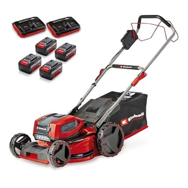 Einhell Akku-Rasenmäher GP-cm 36/47 S Li BL Kit Power X-Change (36 V, 47 cm Schnittbreite, bis 700 m², Brushless, 65 L Fangkorb, Radantrieb, inkl. 4X 4,0 Ah + 2X Twincharger)