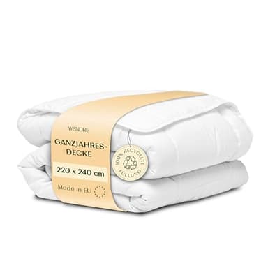WENDRE Ganzjahresdecke 220x240 – Mittelwarme Steppdecke 300 GSM – Schlafdecke Mikrofaser – Oeko-TEX Zertifiziert Allergiker Bettdecke – Atmungsaktive Decke Made in EU – Waschbar – Bettdecke 220x240