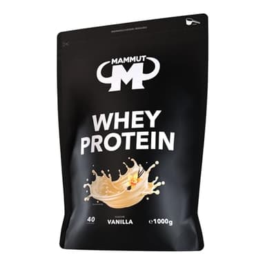Mammut Nutrition Whey Protein Pulver Vanilla – 1kg – 27g Protein pro Portion – Eiweißpulver mit hohem BCAA-Anteil – Perfekte Löslichkeit in Wasser & Milch – Ideale Zwischenmahlzeit