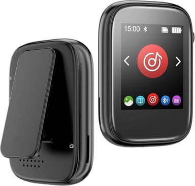MP3 Player Bluetooth 5.3 mit Clip,Tragbarer Music Player mit Kopfhörer, Lautsprecher, FM-Radio,Sprachaufnahme,Erweiterbar auf bis zu 512GB für Sport geeignet