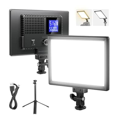 NEEWER Basics 9" LED Panellicht, 3200-5600K Edge Lit Videolicht, dimmbare Kamera Soft Key Light mit Tischstativ, CRI95+ 800Lux, 4000mAh wiederaufladbar für Fotografie, Video und Streaming, NL-120B