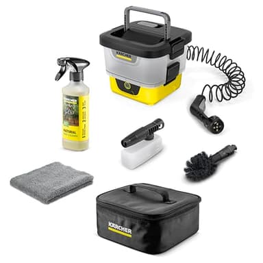 Kärcher Mobile Outdoor Cleaner OC 4 + Bike Kit, Fördermenge: 2 l/min, Gewicht: 3,1 kg, Wassertank: 8 l, Lithium-Ionen-Akku, Spiralschlauch, Gerätefilter, Universalbürte, Multi Jet 4-in-1