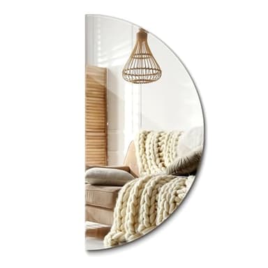 Spiegel Halbrunden 50x100 cm Wanddekoration Moderner Stil Minimalistisch Rahmenlos Glatte Oberfläche Einzigartiger Form Halbkreisförmiger Wandmontage für Badezimmer Schlafzimmer Wohnzimmer