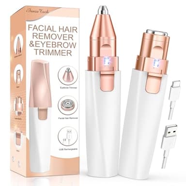 Augenbrauenrasierer & Gesichtshaarentferner für frauen: iFanzeTech Rasierer Damen, 2-in-1 Augenbrauen Trimmer und Gesichtsrasierer, Gesicht-Epilierer Damen für Augenbrauen Oberlippe Kinn Wangen