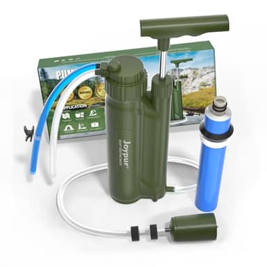 Joypur Wasserfilter Outdoor Survival mit RO Filter - Wasseraufbereiter Outdoor mit 10000 L Filterkapazität Tragbare Pump Wasserfilter Trinkwasser für Camping Wandern Notfall uws. (Armeegrün)