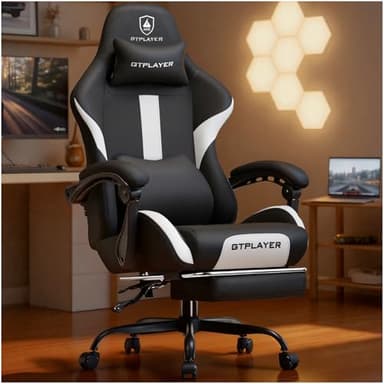 GTPLAYER Gaming Stuhl, Gamer Stuhl, Atmungsaktiver Bürostuhl aus Hochwertigem Stoff, Ergonomischer PC-Stuhl, Verstellbarer und Drehbarer Schreibtischstuhl 150KG, schwarz