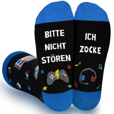 WAMIOKAGRO Lustige Geschenke für Männer Frauen, Gaming Socken mit Spruch, Geschenkideen Weihnachtsgeschenke für Männer Frauen Freund Jungen Teenager Gamer Zocker Spieler