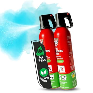 notlok Safety Work - 2X 750g Feuerlöscher für Elektrobrände | Feuerlöschspray A F + Lithium-Batterien und Kfz-Akkus - Feuerlöschspray Auto | Fettbrandlöscher - Feuerlöscher Haushalt mit Schaum