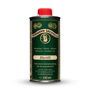 Hermann Sachse Hartöl 250ml für Eiche Nussbaum Akazie Buche - farblos Holzöl zur Pflege im Innenbereich Arbeitsplattenöl - Öl für Tische - Möbelöl auf Basis Leinölfirnis