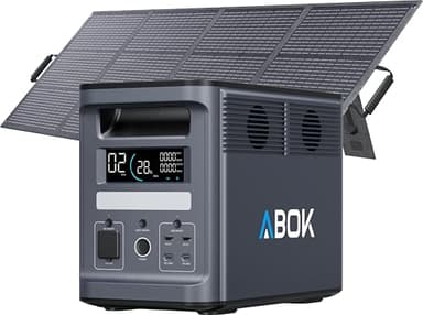 ABOK Ark2000 Powerstation mit 200 W Solarpanel, 1536 Wh LiFePO4, erweiterbar bis 4,6 kWh, 1,3 Std. Schnellladung, 2000 W AC Solargenerator mit USV & App für Camping, Notfälle & Wohnmobil