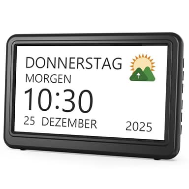 Roxicosly Digitaler Kalender, Elektronischer Tag Datum Wecker, Digital Uhr mit 20 Benutzerdefinierte Erinnerungen, 20 Wecker, 12 Themen, 10 Stufen Dimmer, 7 Zoll, Demenz Uhr für Senioren