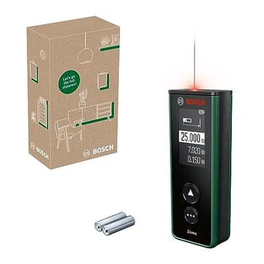 Bosch Laser-Entfernungsmesser Zamo der 4. Generation (einfaches und präzises Messen bis 25 m, Akkus über USB-C® aufladbar, mit Adapterschnittstelle, im E-Commerce Karton)