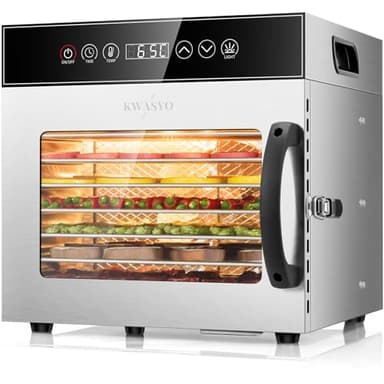 Kwasyo Dörrautomat Edelstahl 600W mit 8 Etagen, Profi Dörrgerät & Dörrautomaten Lebensmitteltrockner, Digitaler Timer, Temperaturregelung, Überhitzungsschutz, Rezeptbuch inklusive