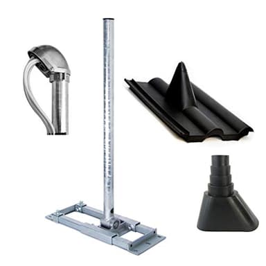 Premium X Deluxe X90-48 Dachsparrenhalter 90 cm Mast SAT Sparren Dach-Halterung mit Kabeldurchführung Dach-Abdeckung Frankfurter Dach-Ziegel Gummi-Manschette schwarz ALU-Mastkappe