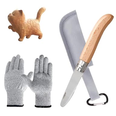 yolzhxe Schnitzmesser Kinder, Schnitzmesser mit Abgerundeter Spitze mit Einem Sicherheitsschloss, Faltbar Kindermesser mit Messerscheide und Schnittfeste Handschuhe Geeignet für Kinder ab 6 Jahren