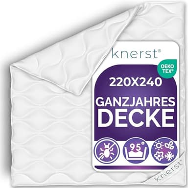 Bettdecke Ganzjahresdecke 240x220 cm - Bettdecke allergikerfreundlich - Decke waschbar - atmungsaktive, temperaturausgleichende Schlafdecke - Farbe: weiß