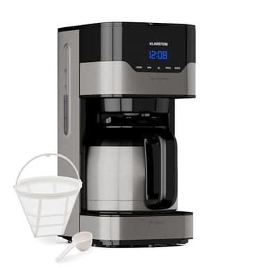 Klarstein 1,2 L Kaffeemaschine mit Thermoskanne und Timer, Kaffeemaschine Filtermaschine für 10 Tassen, 800 W Filter Kaffeemaschine Groß, Filterkaffeemaschine mit Edelstahl-Thermoskanne für Kaffee